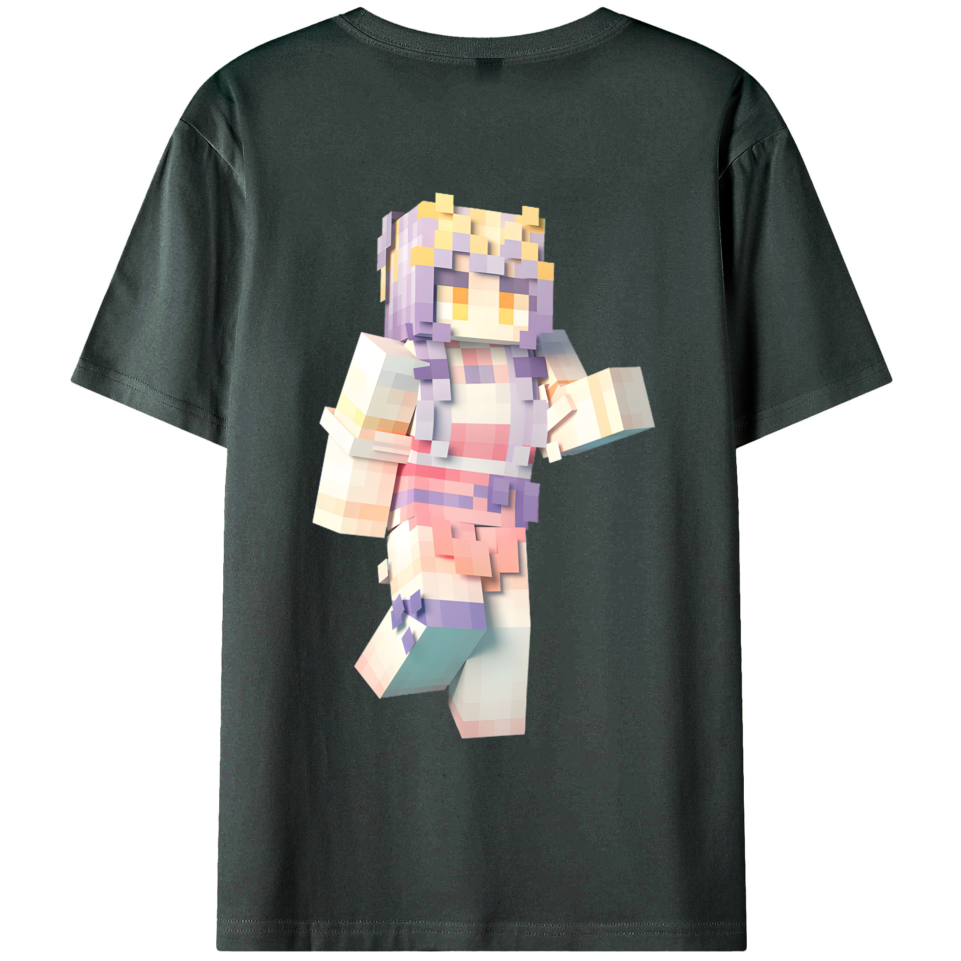 （画像用） マインクラフト ブロックの世界 Minecraft MC Block world 綿100％ メンズ半袖Tシャツ（バックプリント） 通気性